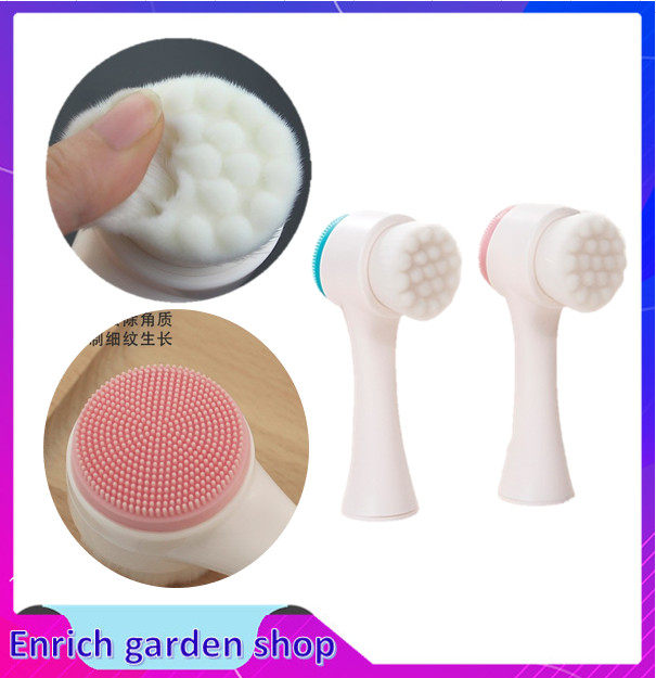(Hỏa Tốc HCM)Cọ massage rửa mặt silicon 2 đầu thông minh mềm mại