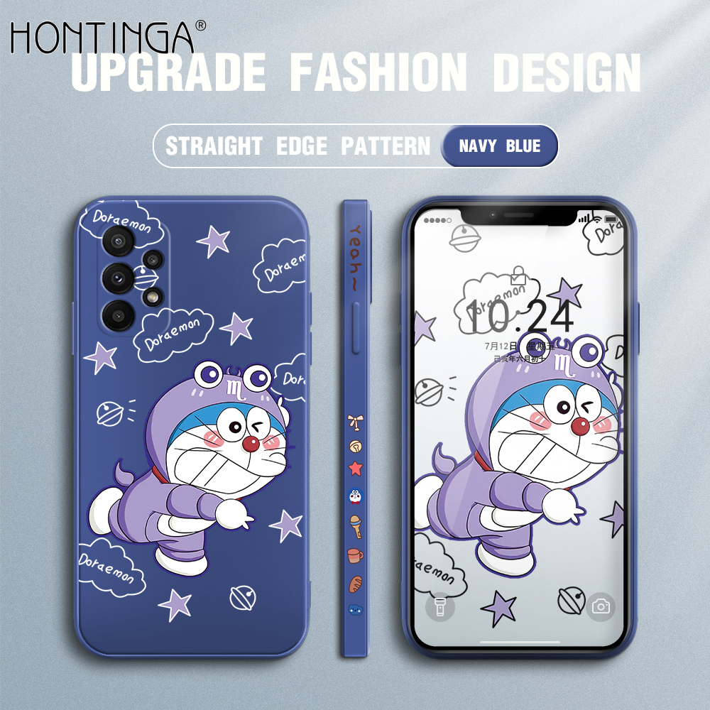 Hontinga Casing Case For Samsung Galaxy A23 Case Cartoon Doraemon Anime Square Original Liquid Soft Silicone Edge Pattern Case Full Cover Camera Protection Cases Back Cover Phone Casing Softcase For Girls