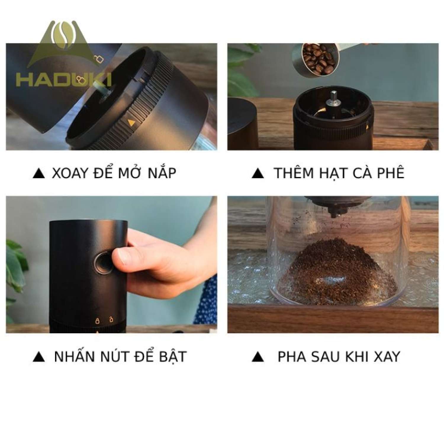 Cối xay cà phê điện vỏ nhựa ABS Pin sạc TYPE-C
