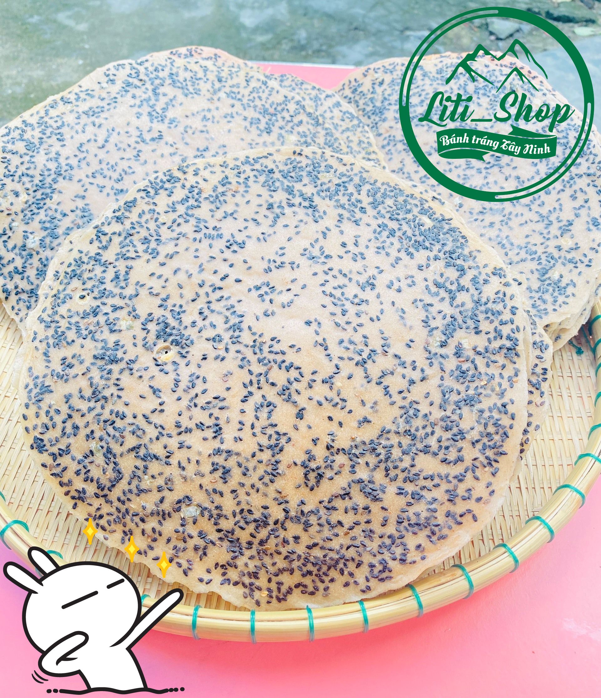 10 cái Bánh tráng Nướng mè dừa 500Gr [Nhiều mè]
