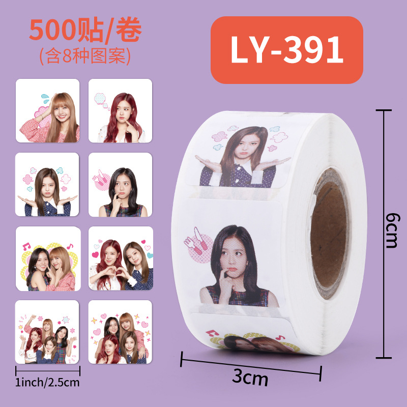Sticker cuộn 500 miếng Black Pink