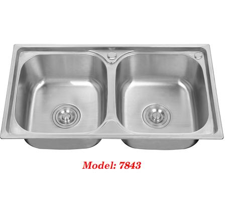[HCM]Chậu rửa bát inox 2 hố 78X43X23mm
