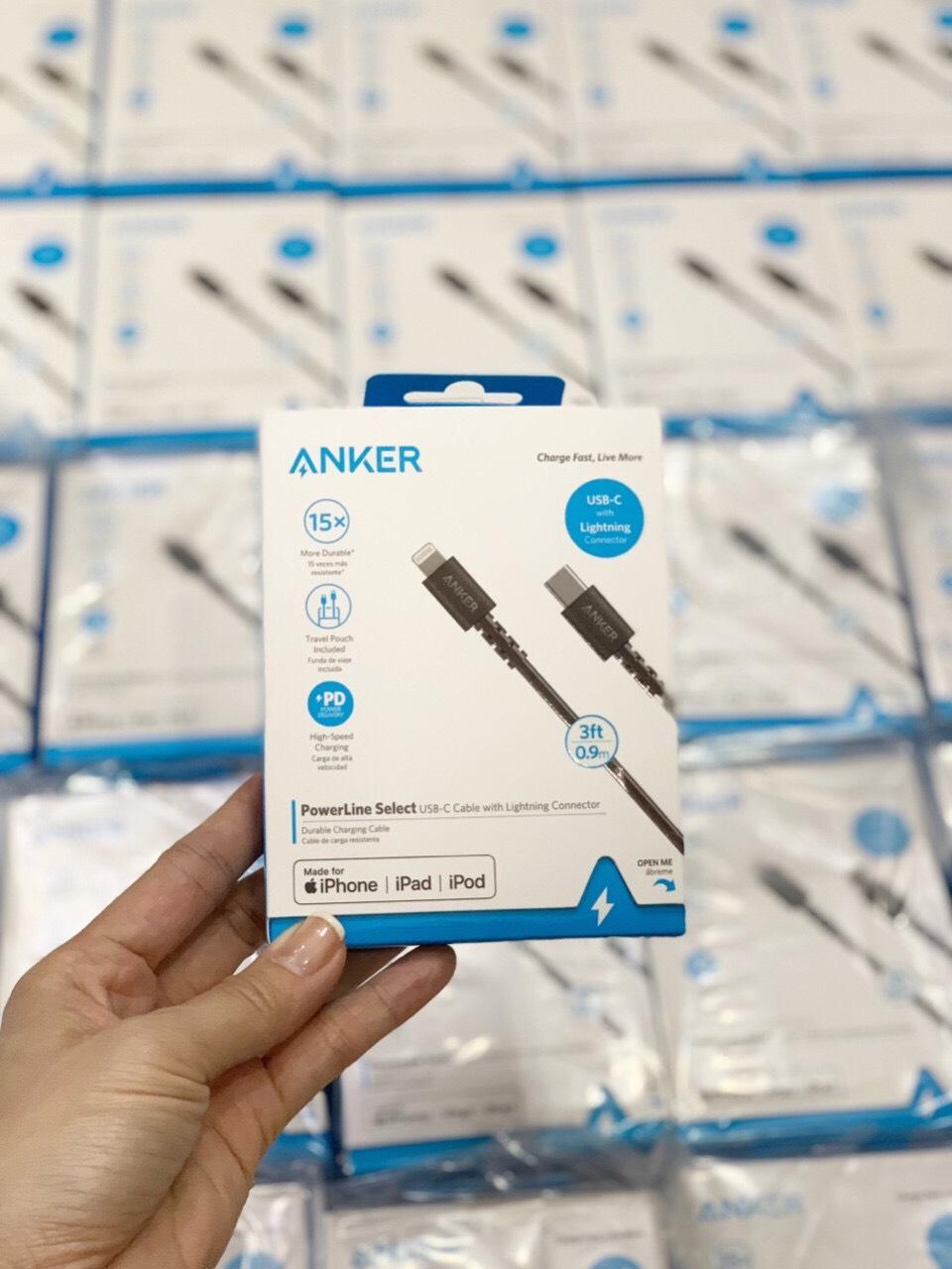 Cáp Anker PowerLine Select Lightning to USB-C, dài 0.9m A8612/A8613 1.8m