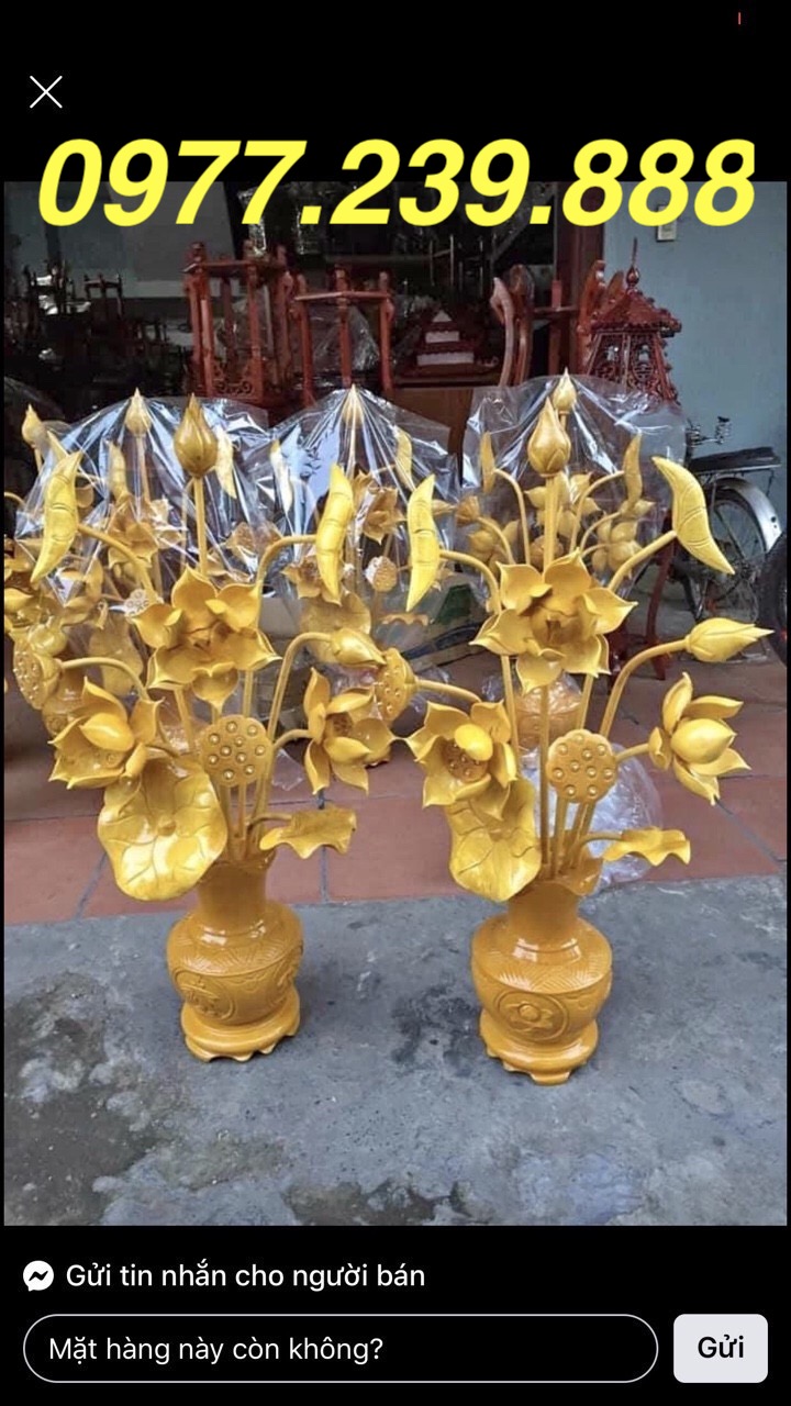 Hoa Sen gỗ mít 2 bình