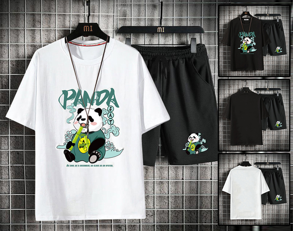 [ Hoàn Tiền 15% ] Bộ Quần Áo Thun Nam Áo Ngắn Tay Cổ Tròn Họa Tiết Chú Gấu Panda Gặm Trúc Đáng Yêu Mẫu Hot 2021 Phong Cách Trẻ Trung Cá Tính Năng Động SOYOUNG VN MEN QA 157