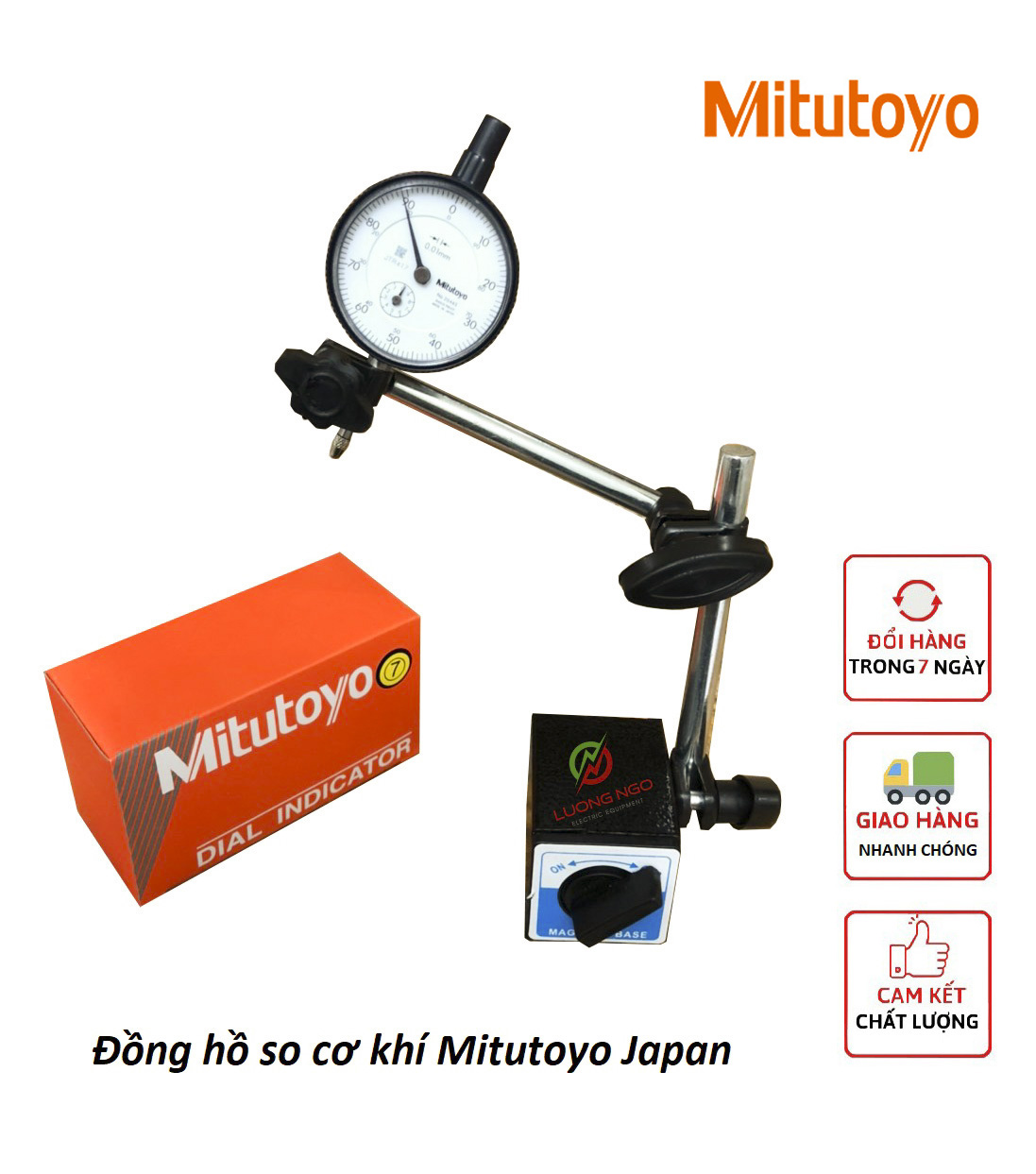 Bộ đế từ và đồng hồ so Mitutoyo nhật bản