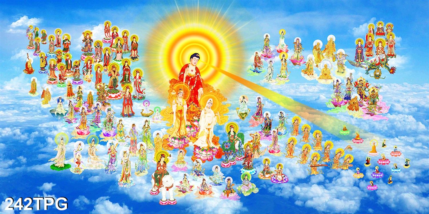 TRANH DÁN TƯỜNG PHẬT TÂY PHƯƠNG TIẾP DẪN - TRANH PHẬT GIÁO