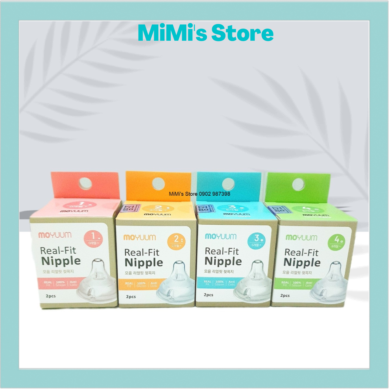 Núm ti thay thế bình Moyuum Hàn Quốc số 1/2/3/4 (1 núm không hộp, set 2 núm có hộp)
