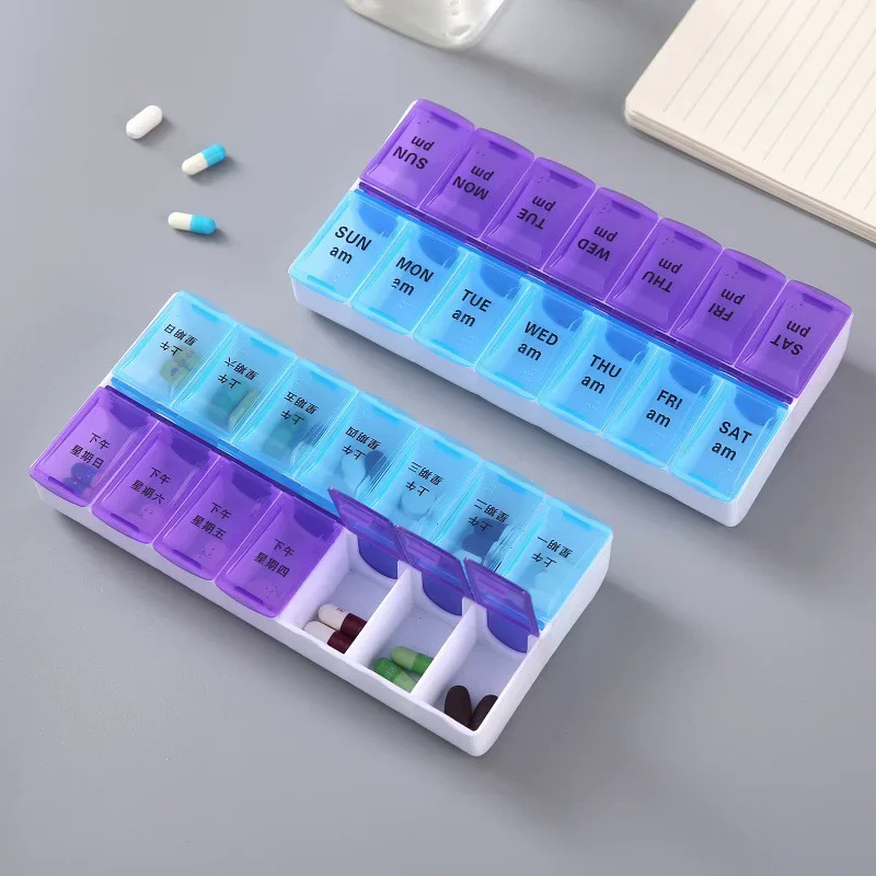 714Grids 7 Days Weekly Pill Case Medicine Tablet Dispenser Organizer Pill  Splitters Pill Storage Organizer Container