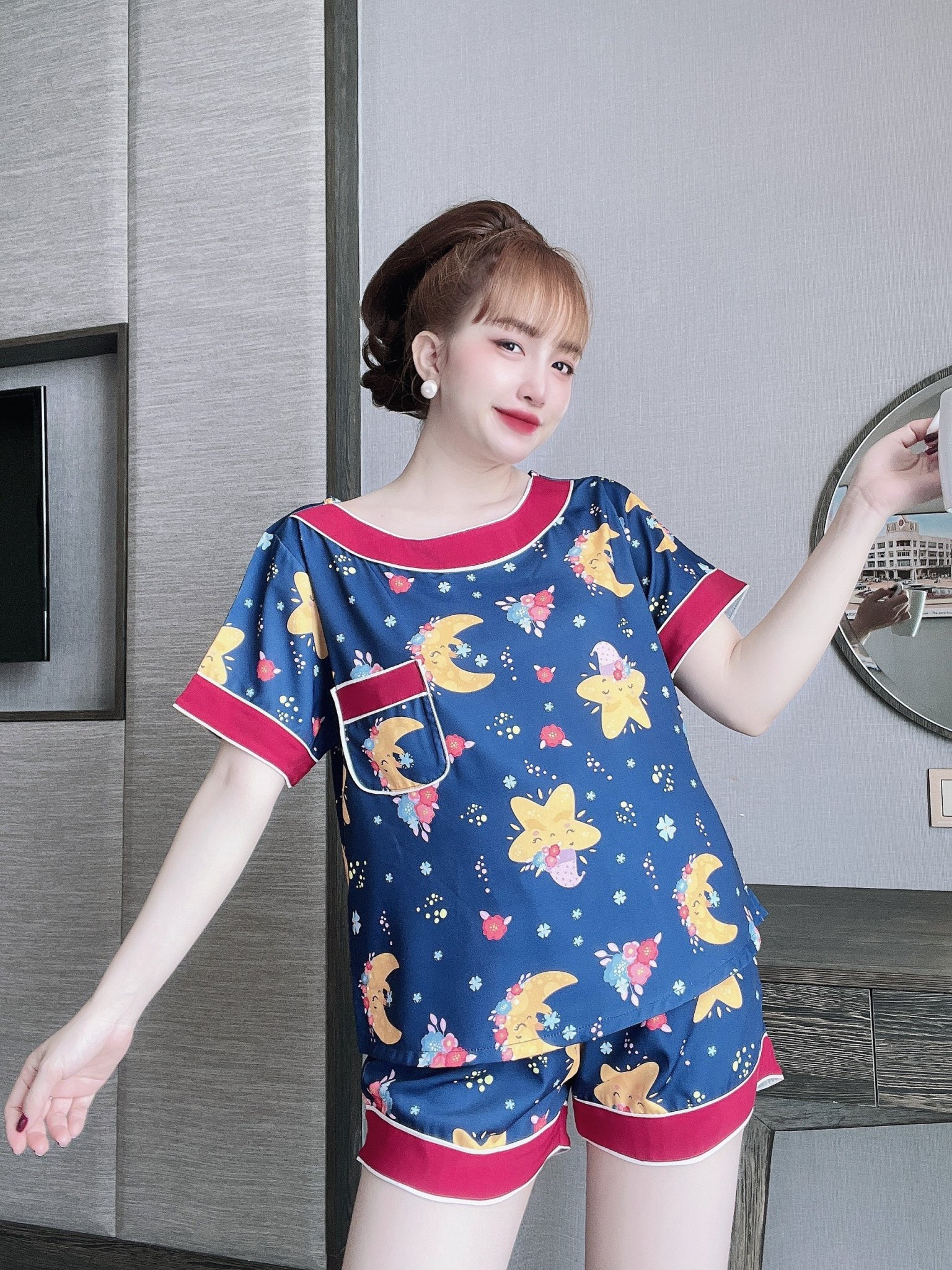 Bộ Đùi Nữ Mặc Nhà Lụa Mango Cao Cấp MOMOSA Shop 2810