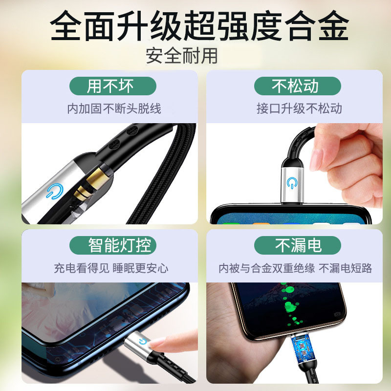 DÂY SẠC USB - TYPE C BỌC VẢI, CÓ ĐÈN 37K