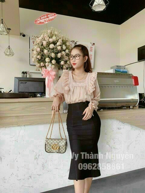 ÁO KIỂU CỔ VUÔNG TAY THẮT NƠ
