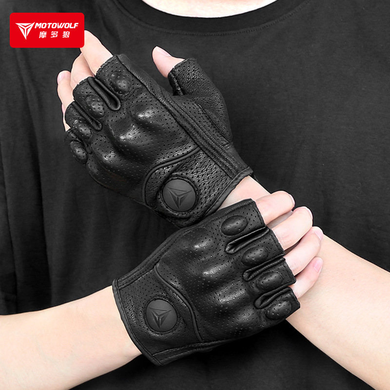 Găng tay da motowolf cụt ngón mdl0302b