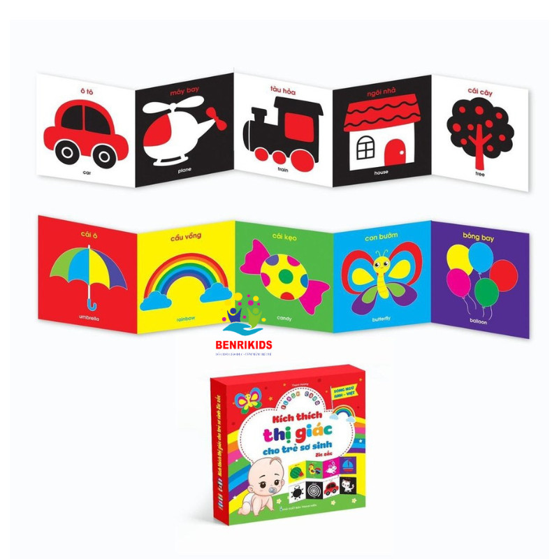 Set of 40 card flash card folding visual stimulation for newborn 0 to 12 months old brain Development