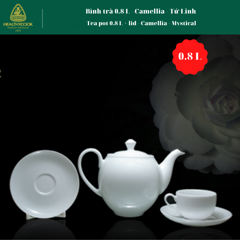 [HCM]Bình trà 0.8 L - Camellia - Trắng
