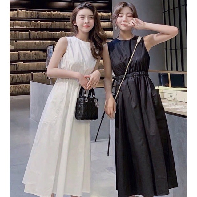 Đầm thun eo 2 màu