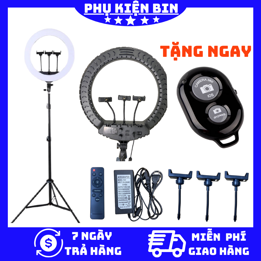 Đèn Live Stream 33/36/45/54cm 3 Kẹp + 3 Chế Độ + Remote + Chân 2m