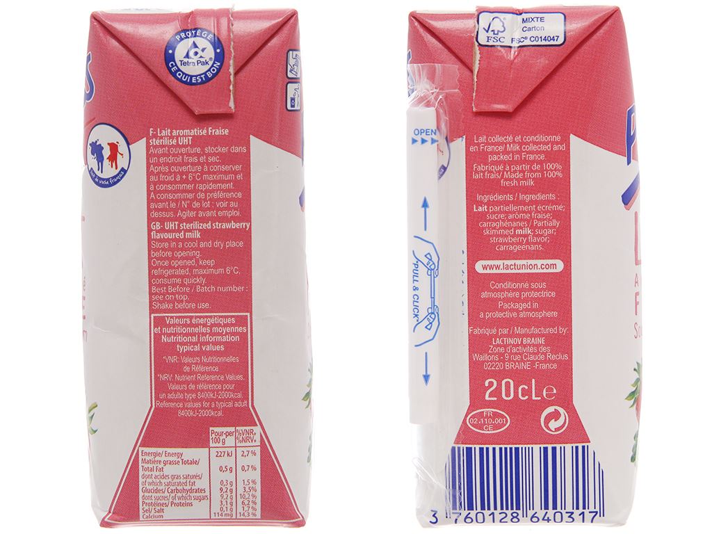 [Thùng 24 Hộp] Sữa Tươi Vị Dâu Promess 200ml - Nhập Khẩu Pháp