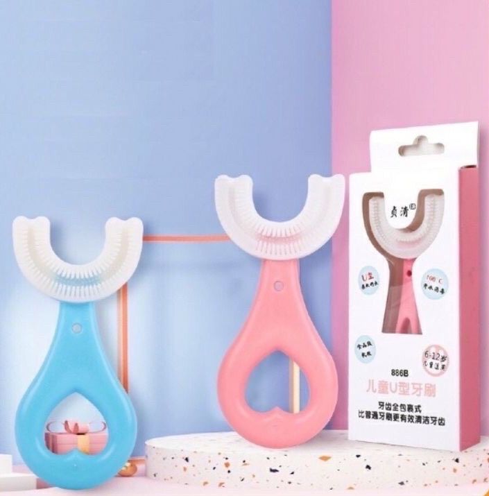 Bàn chải siêu mềm chải đánh răng cho bé hình chữ U bằng silicon mềm mại