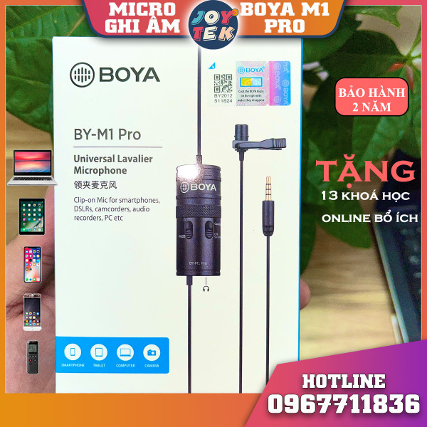 Micro thu âm Boya M1 PRO - Micro ghi âm cho điện thoại máy tính dùng dạy học livestream làm vlog - Hàng chính hãng boya