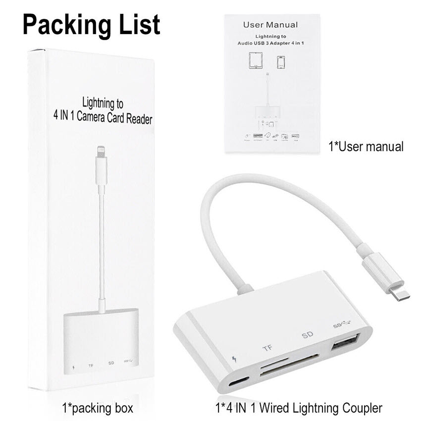 Cáp OTG lightning 4 in 1 cho Iphone Ipad