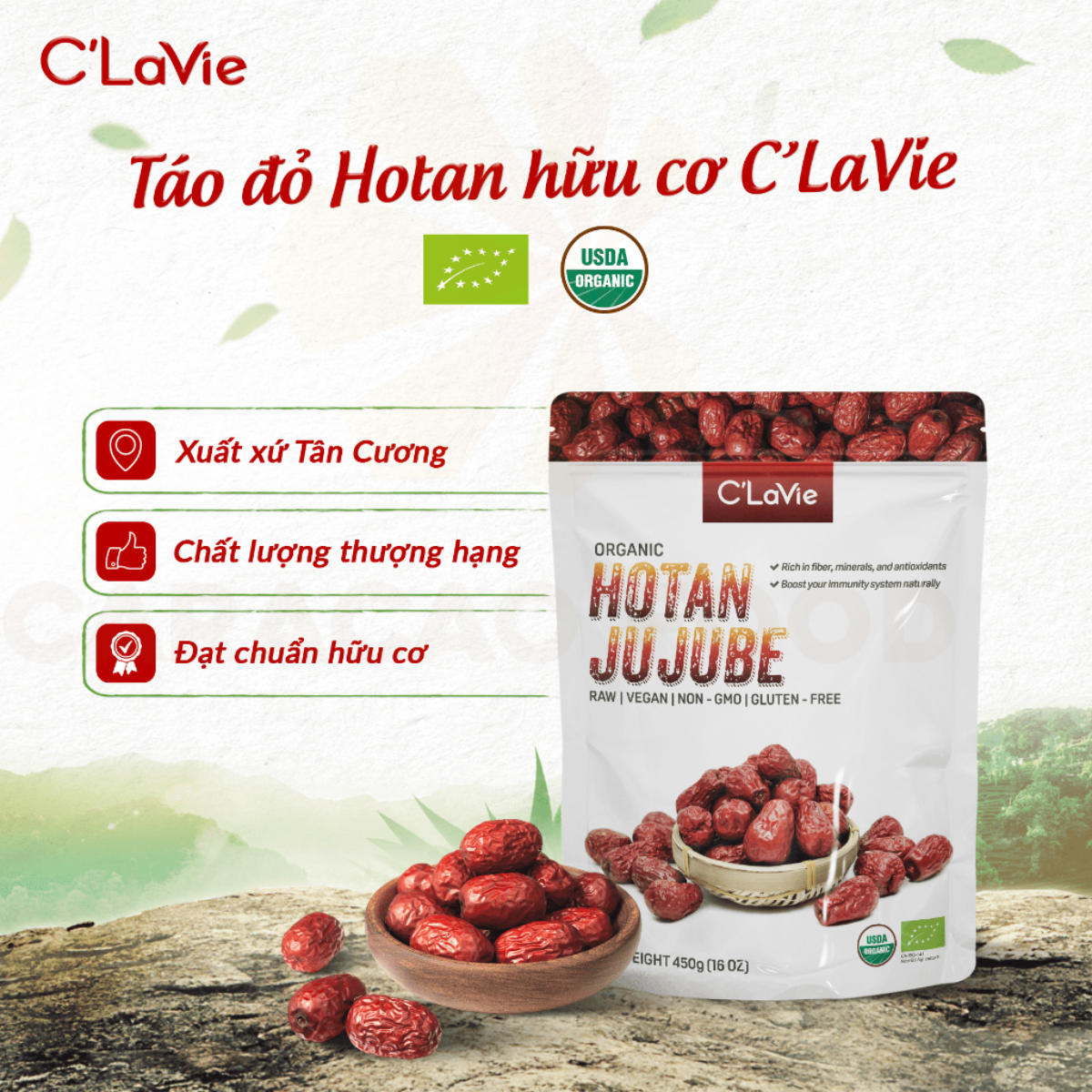 Táo đỏ hữu cơ C'LaVie 450g