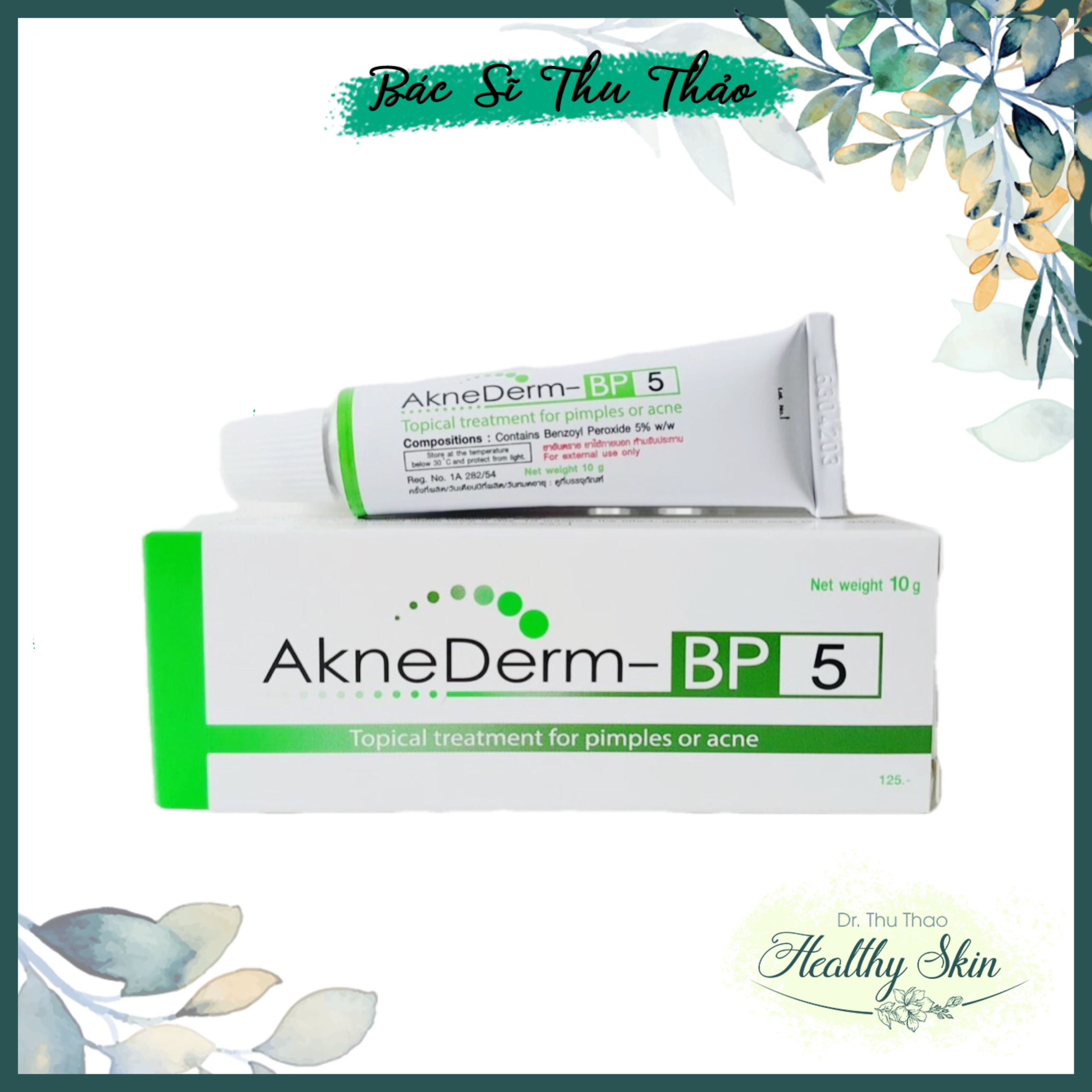 [HCM][10g] KEM GIẢM MỤN BENZOYL PEROXIDE 5% AKNEDERM