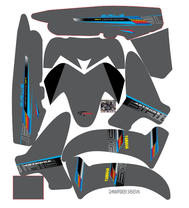 Tem trùm xe sirius xám bạc spark nano độ đẹp - Tem xe máy sirius thiết kế theo yêu cầu - tem trùm xe máy sirius đẹp và chất