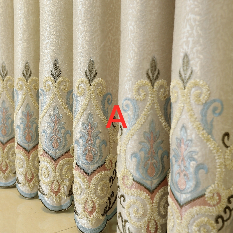 Simple Chenille Embroidery Blackout Window Curtain Elegant Curtains Panels Luxury Treatments for Bedroom Living Room