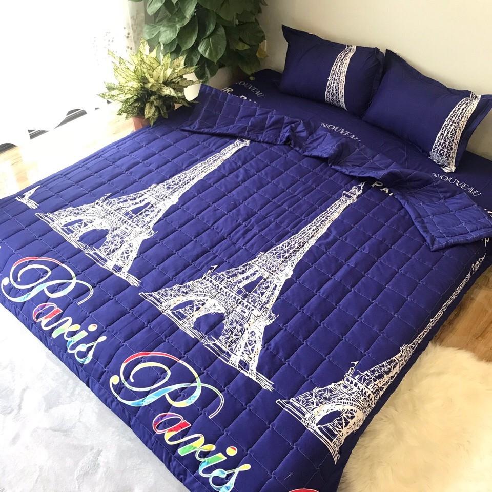 Bộ Ga Chun Vỏ Gối Cotton Poly Siêu Đẹp