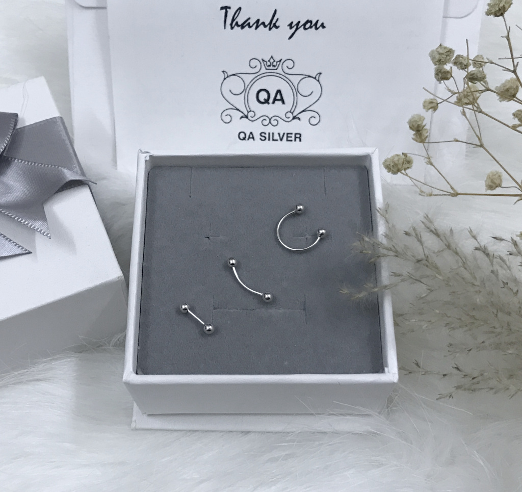Khuyên tai bạc 925 khoen vành chốt bi vặn nam nữ bông kẹp vành S925 EARCUFF QA SILVER Earrings EA200903