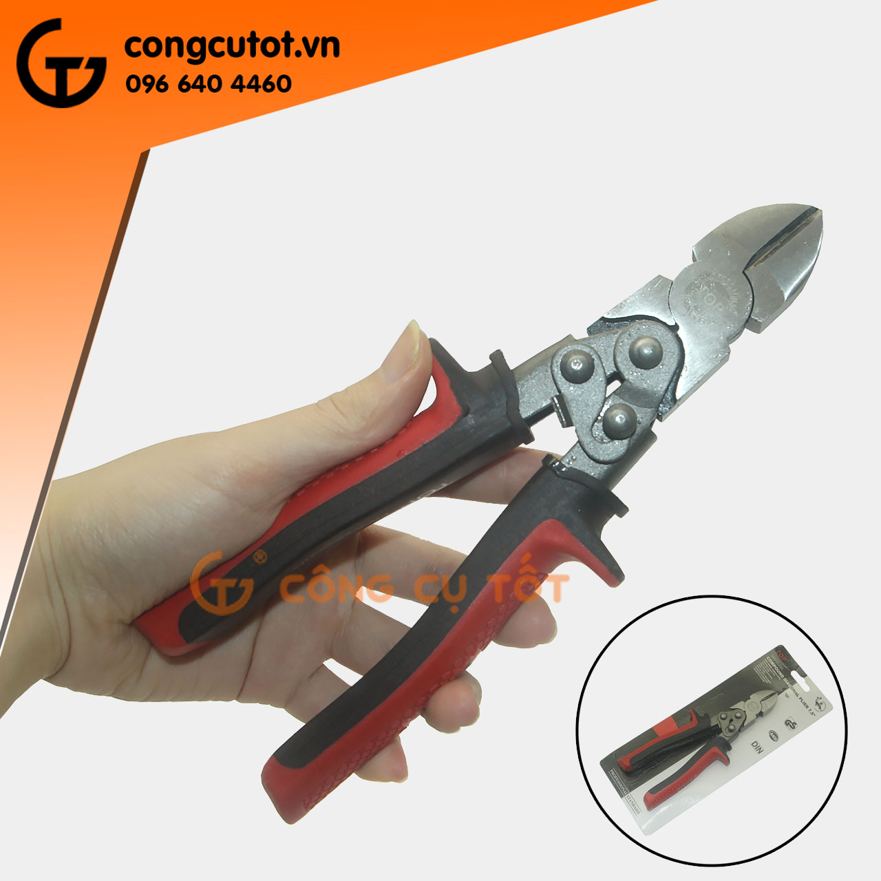 Kìm cắt chéo trợ lực TOP 180918-DIA 7.5inch