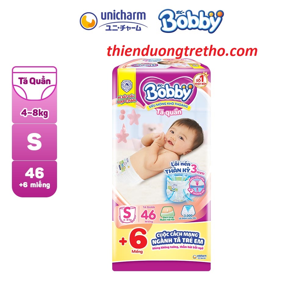 Tã quần Bobby size S46 miếng(4-8 kg)
