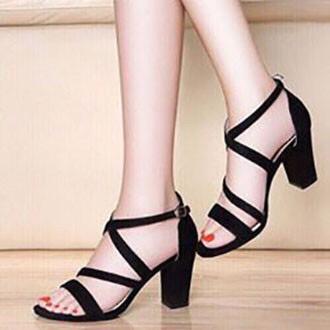 Sandal cao gót quai chéo 7 phân
