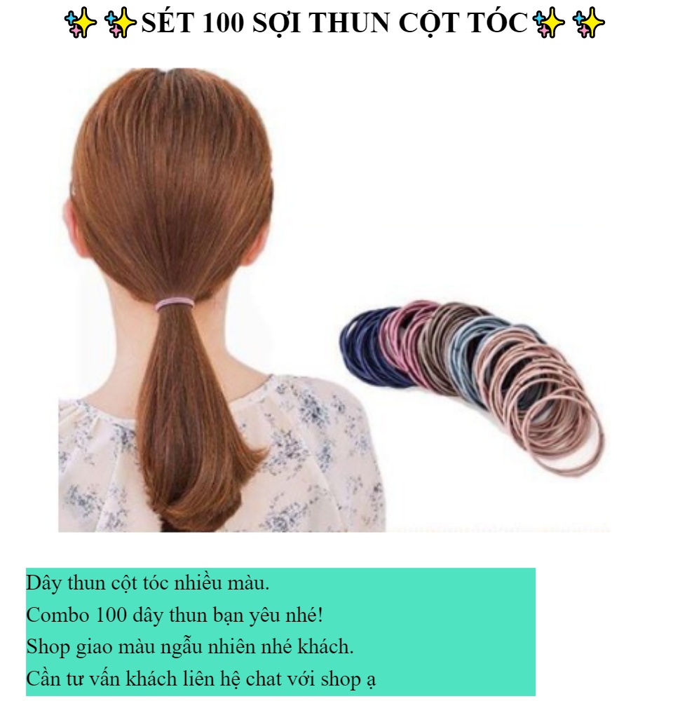 Set 100 yarn elastic hair ties-many colors