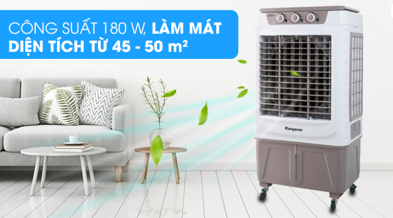 Bảng giá [Trả góp 0%]Quạt điều hoà Kangaroo KG50F66-Công suất mạnh mẽ 180 W quạt điều hòa có phạm vi làm mát từ 45 - 50 m2.