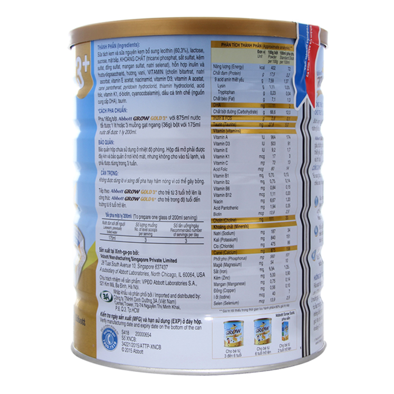 SỮA ABBOTT GROW GOLD 3+ LON 1700G