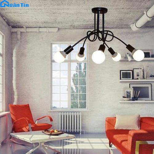 Bộ đèn thả trần trang trí nhà quán cà phê THCN148 (Tặng kèm 5 bóng tròn Led edison 6W ánh sáng vàng)