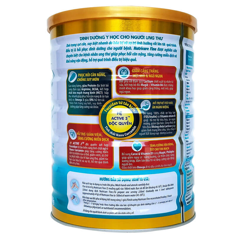 Sữa bột Nutricare Fine Cho Bệnh Nhân Ung Thư 900G
