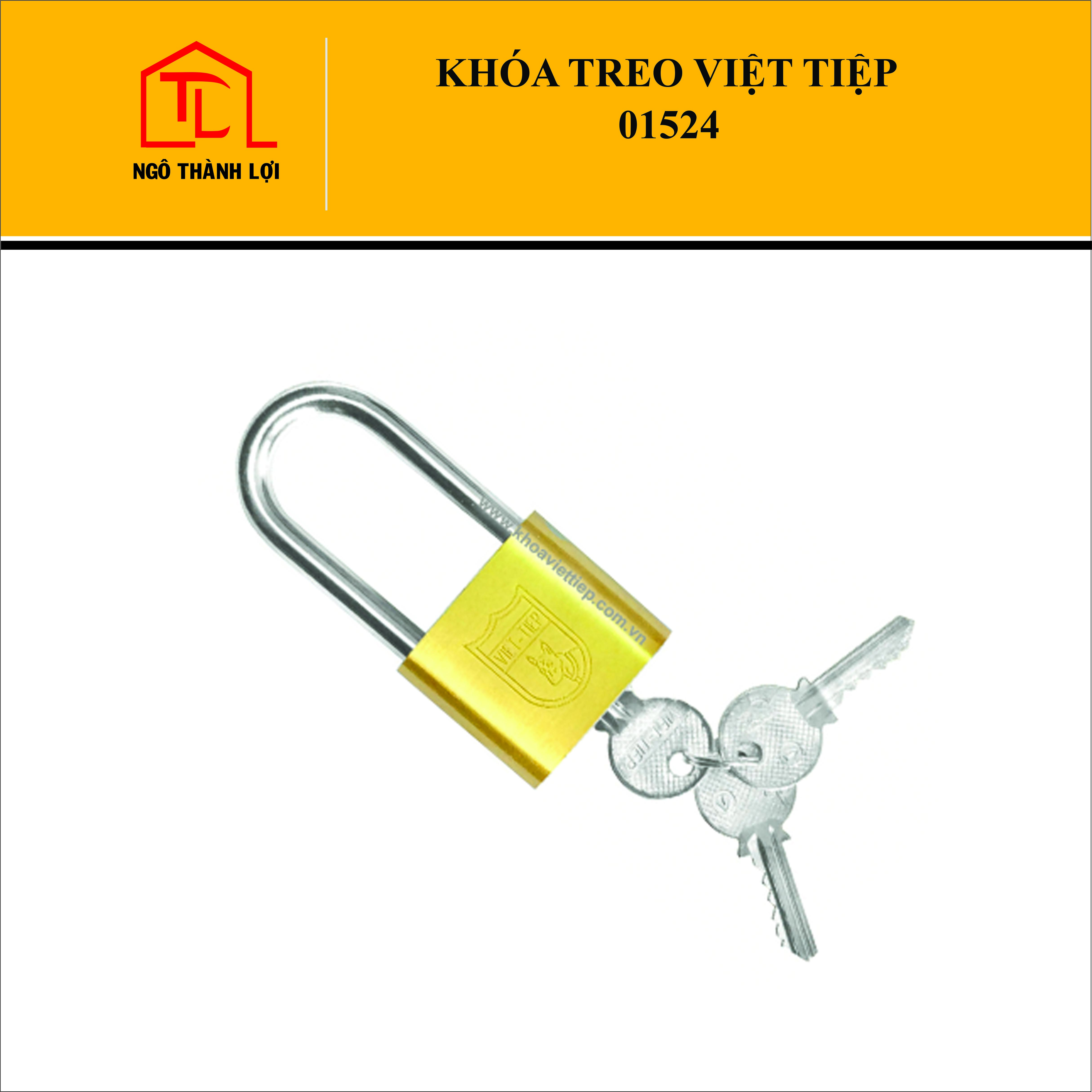 Khóa treo Việt Tiệp bấm càng dài đồng vàng 01624 - 6 phân / 01524 - 5 phân có bán tại Ngô Thành Lợi