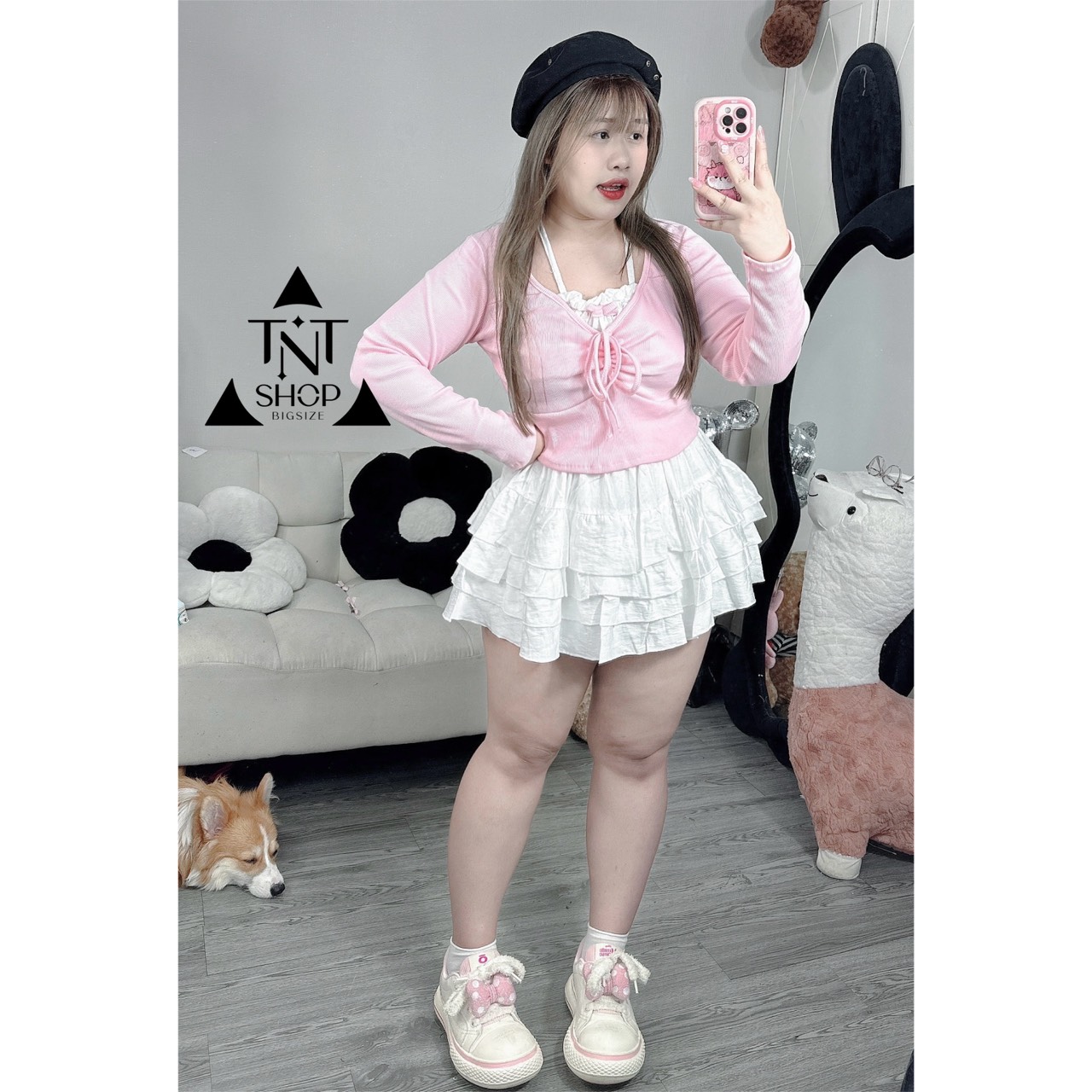 SET ÁO TIỂU THƯ PHỐI YẾM CHÂN VÁY TẦNG [TNT SHOP BIGSIZE 60KG 90KG]