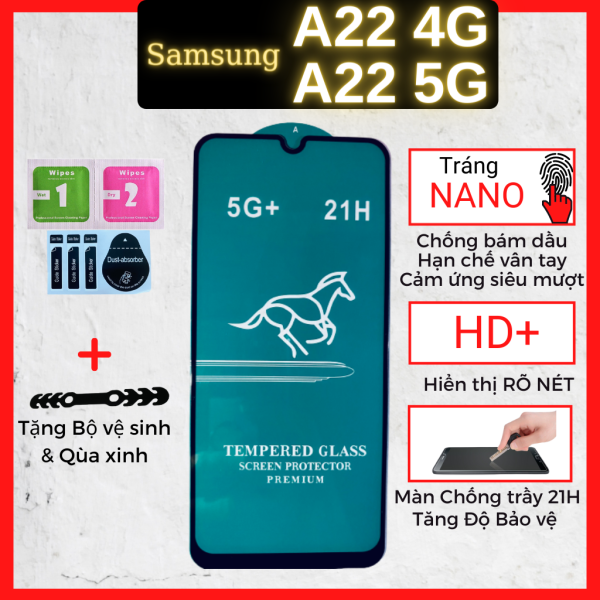 Kính cường lực Samsung A22 4G/5G Full màn cao cấp OG+ độ cứng 21H siêu mượt chống bám vân tay