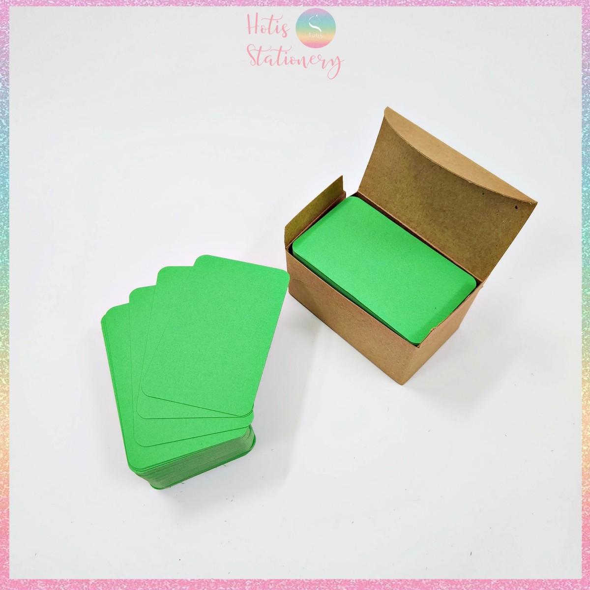 Hộp 100 thẻ cứng/ Bưu thiếp trống/ thẻ vẽ tay/ bìa cứng 2 mặt/ thẻ graffiti/ handmade DIY - 9x5.4cm - 15 màu