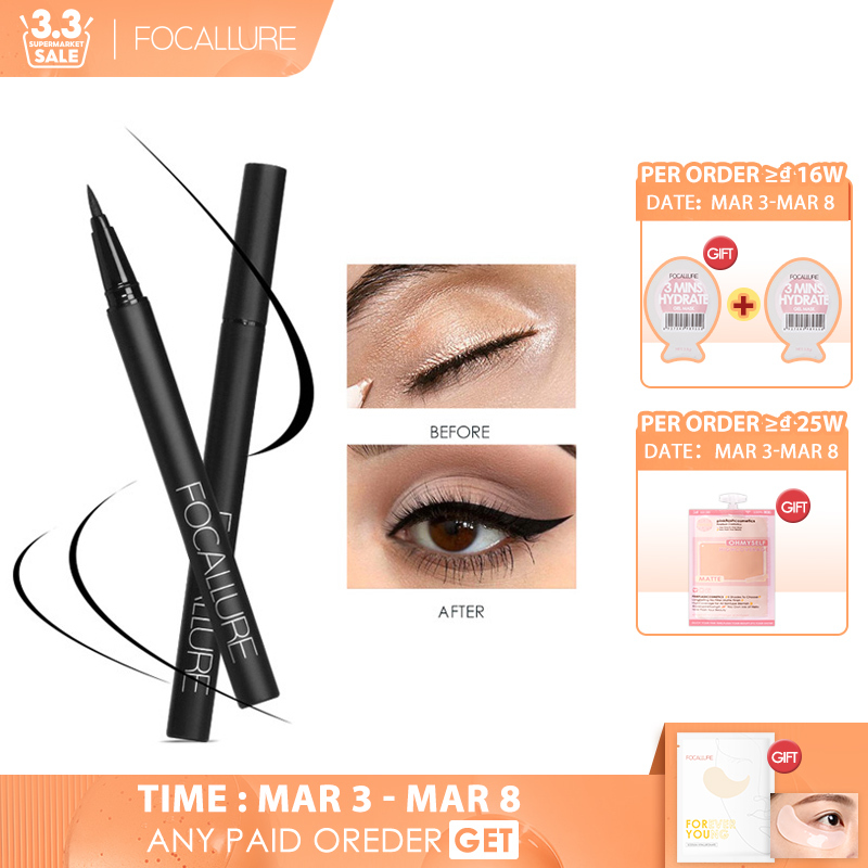 Bút kẻ mắt dạng lỏng FOCALLURE chuyên nghiệp chống nước chống mồ hôi giữ màu lâu trôi suốt 24 giờ - INTL