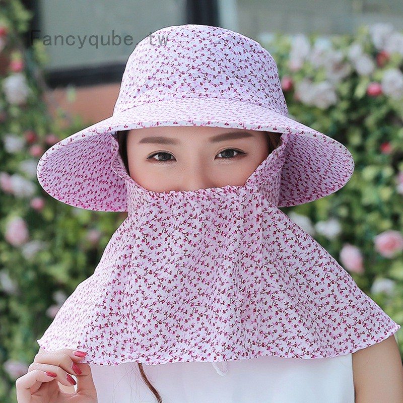 Mũ thô HOA khăn che mặt chống nắng thấm hút mồ hôi, thoáng mát