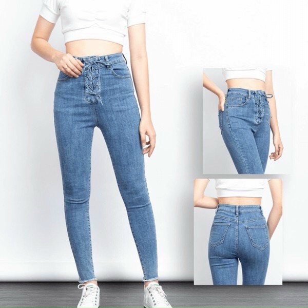 Quần jeans nữ đan dây cực tôn dáng