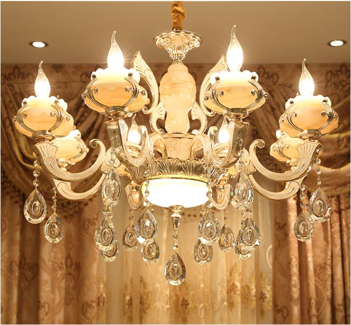 Đèn chùm - đèn trang trí pha lê ZICO cao cấp loại 8 tay kèm led nến xịn cao cấp