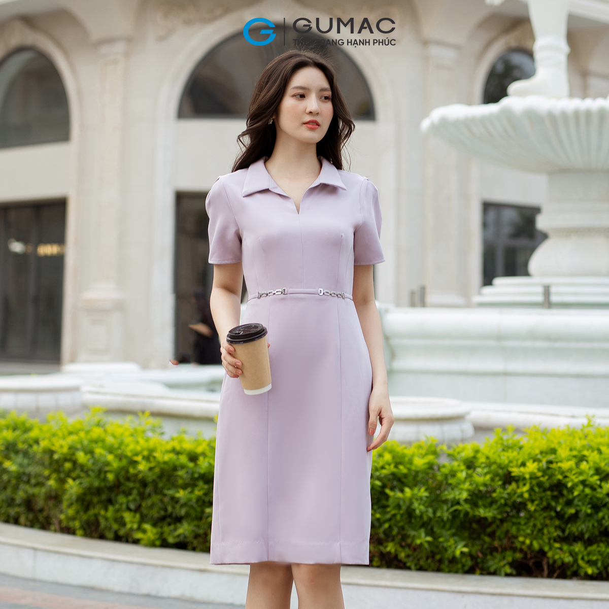 Đầm bút chì khoen eo gumac dd07066