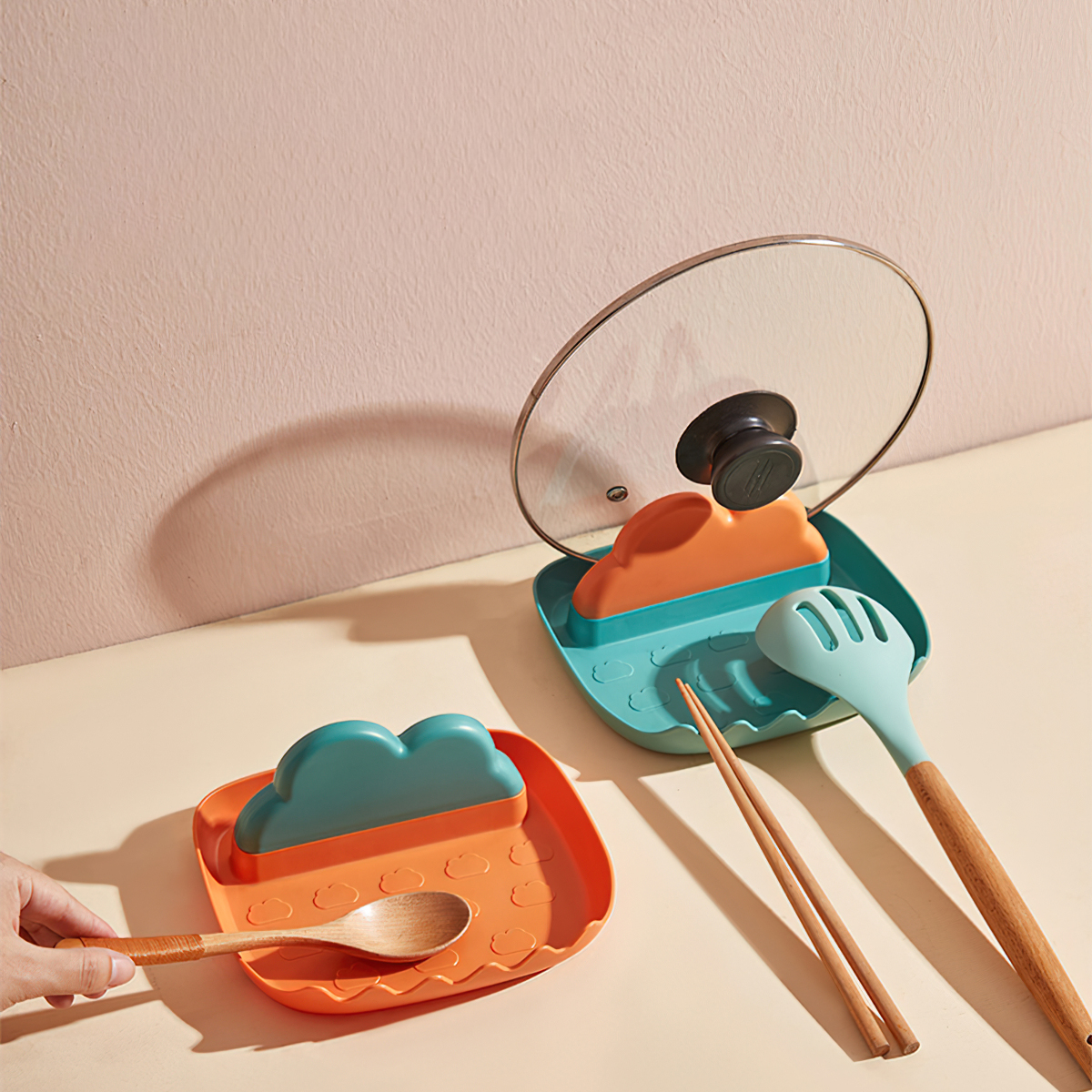 Multi-purpose pot lid spoon holder, convenient for the kitchen