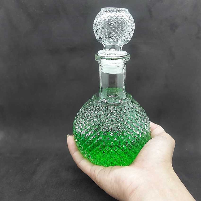 Chai Đựng Rượu 500ML cao cấp bầu tròn giác kim cương nổi – Vỏ Chai Rượu Đẹp - Chai Thủy Tinh Đựng Rượu - Bình Đựng Rượu (C6)
